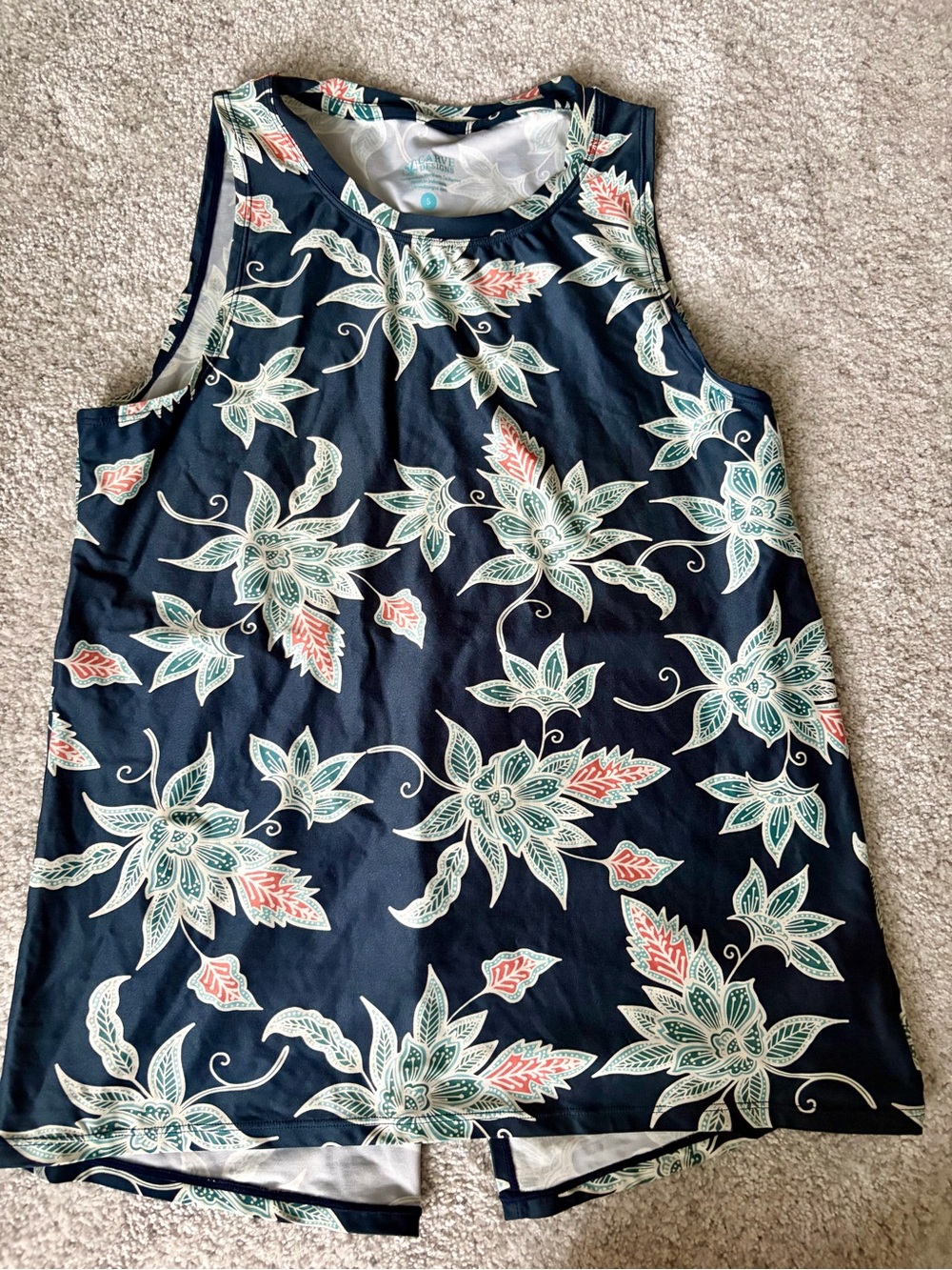 Carve Design SPF women’s rash guard Navy Floral Sleeveless Tank Top